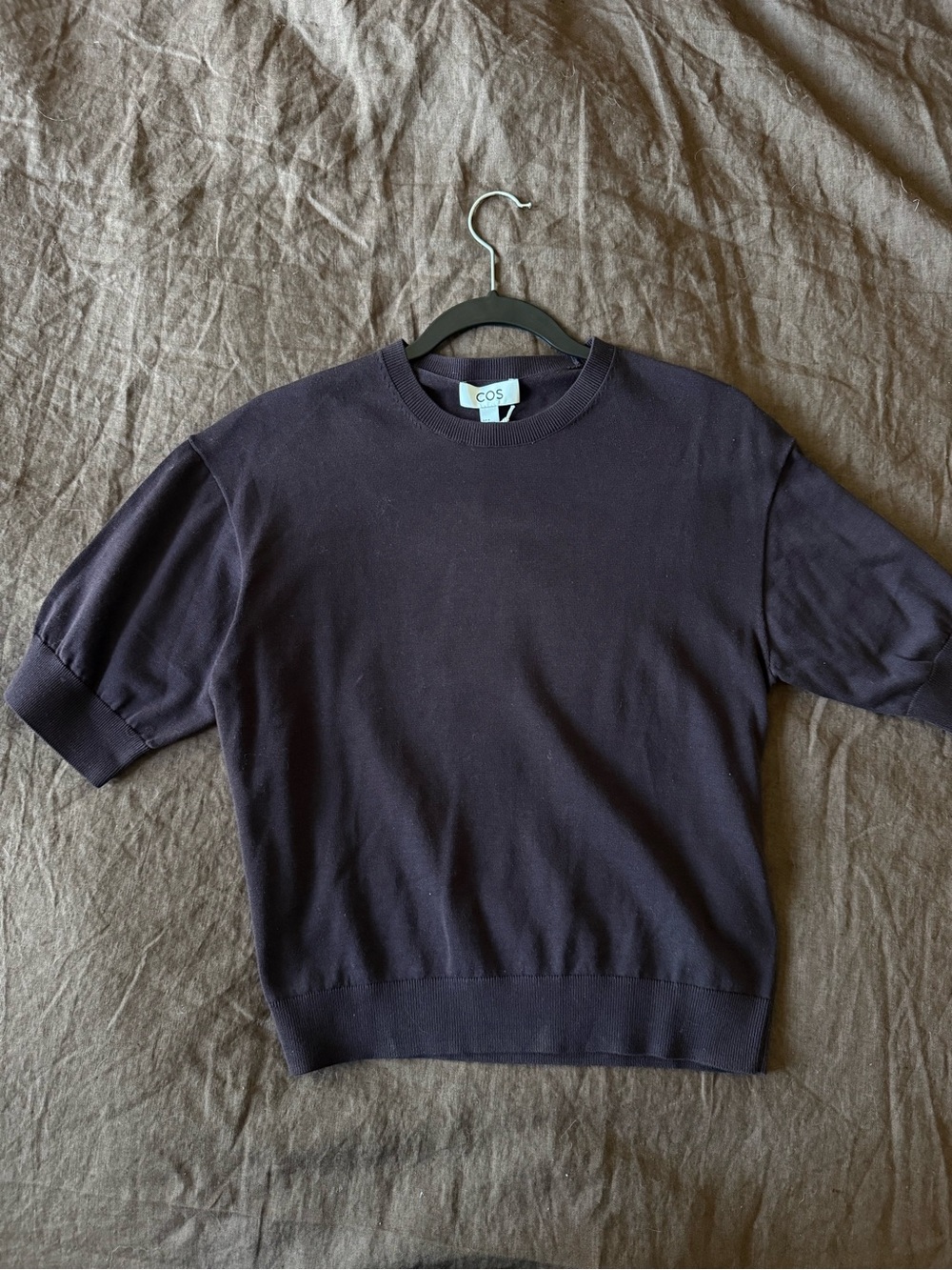 COS Women’s KNITTED COTTON T-SHIRT  - Dark Brown / Espresso - Picture 4 of 6